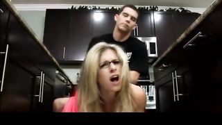 Ash-Towheaded step- mommy is in the kitchen not even knowing what is about to happen