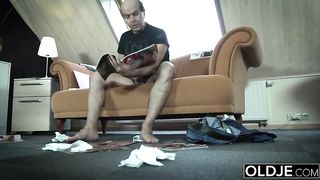 Grandpa caught masturbating by my step daughter she lets him fuck her