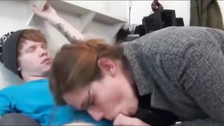 Taboo! Stepmom Caught Stepson Jerking off and Helpes him to Cum