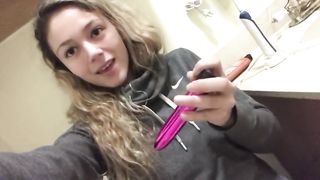 Sexy Blonde Cums while Family is in next Room