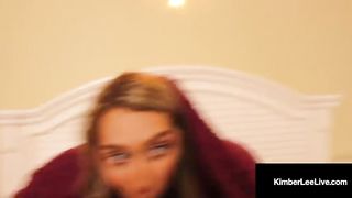 Family Taboo with Kimber Lee Blowing her Hard Cock Cousin!