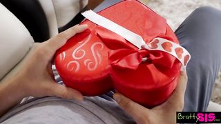 Bratty Sis - little Step Sister Falls for Brothers Valentines Day Surprise