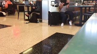 Co Workers Cousin Maroon Flats Dangling Airport 2