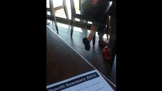Candid Feet Classics- April 2015 Black Flats in Coffee Shop (NMW)