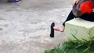 Candid Feet Classics- Blonde Dangling Black Flats (nmw)