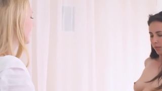 Lesbian Teen Fucks Sister with Big White Dildo