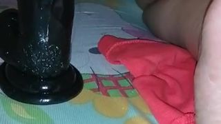 Step-mother Playing Huge Dildo get Caught by Nephew and get Fuck