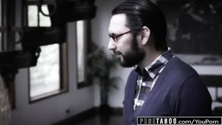 PURE TABOO Teen Tricked into BRUTAL FACE HUMP and Rosy Cigar Biting by Landlord