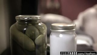 PURE TABOO Step-Sister Puts Pickle Up Backside to Trick Nerdy Step-Bro into Rectal