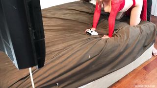 Immense bootie blondie step sister is frolicking video games, while taking her step brother’s rock stiff fellow spunk-pump