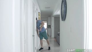 Small dark-hued step sista seduces a mind-sucking white man and gets romped at home, such a sweetie