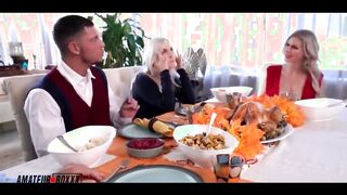 Enormous-Chested platinum-platinum-blonde MILF in a red dress got mesmerized and drilled after the family dinner