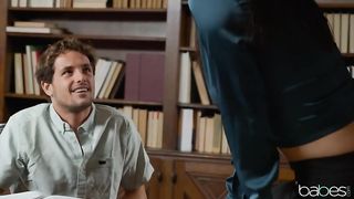 Mackenzie and her step- mother are having a 3 way in the library and attempting to be silent