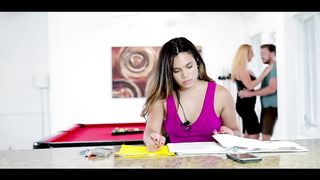 Supah-Romping-Hot-Steamy nubile joined her beau and her step- mummy when they were drilling, to get some, too