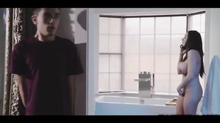 Muddy step mom, Ariella Ferrera is being drilled by her step son-in-law, when having a shower