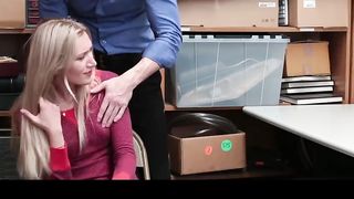 Insane cop is boinking a pretty teen, in a local store, when her step mother is seeing