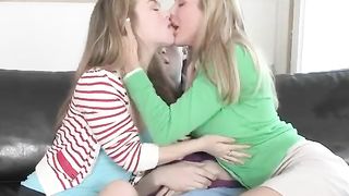 New and not highly experienced ash-light-haired is having a trio way with her buddy and her step- mom