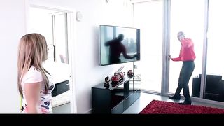 Red-Warm step mummy and her step sonnie-in-law are having hump intercourse, when her counterpart is waiting for her