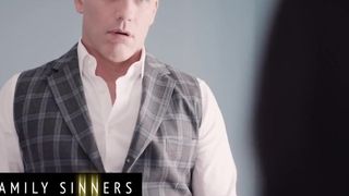 Family Sinners - Dania Vega Catches Her Step-Father Derrick Pierce Stroking And Gets On Her Knees To Help