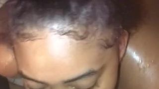 SUPAH-INSATIABLE DARK-HUED GOLDEN SHOWER (PISS CATCHER IN MOUTH AND SWALLOW)