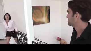 Wild step mother is getting her step son’s rock rock rigid meaty stud meat in her hairless poon