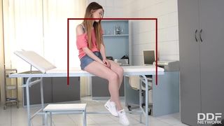 Sadistic gal physician Kayla Green binds & spanks subby patient Misha Cross