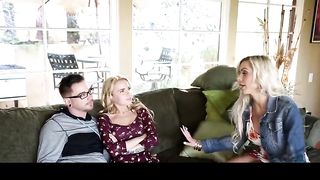 Super mom is giving a lesson to her step daughter-in-law on how to blow a huge fuck-stick